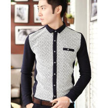 Camisa de Manga Longa Lazer / Casual Standing Collar Moda Masculina